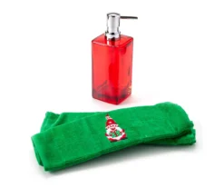 Red & Green Holiday Gnome 3-Piece Soap Pump & Towel Set -Cuisinart Store 810619509 A0 2