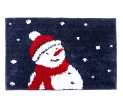 Santa's Workshop Navy Snowman Bath Rug