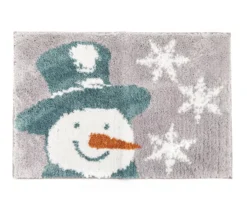 Frosted Forest Gray Snowman Bath Rug