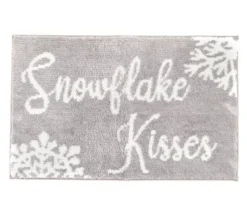 Frosted Forest "Snowflake Kisses" Gray Bath Rug