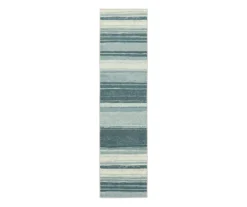 Rainbow Blue Stripe Runner Rug, (2' X 8')
