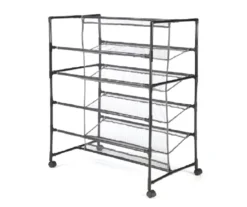 Black Dual-Sided 4-Tier Shoe Rack