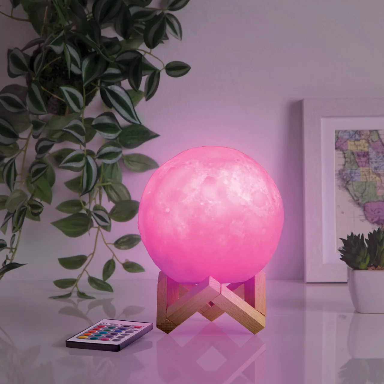 Glow-Up RGB LED Moon Lamp With Remote 2 Glow-Up RGB LED Moon Lamp With Remote - Image 2