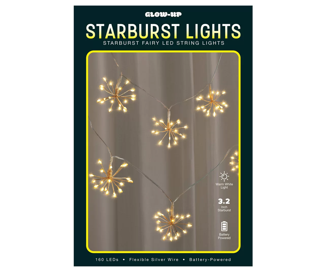 Glow-Up Warm White Starburst LED Fairy Light Set, 160-Lights 4 Glow-Up Warm White Starburst LED Fairy Light Set, 160-Lights - Image 4