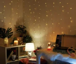 Glow-Up Warm White Wide Cascading LED Curtain Light Set, (10' X 5')