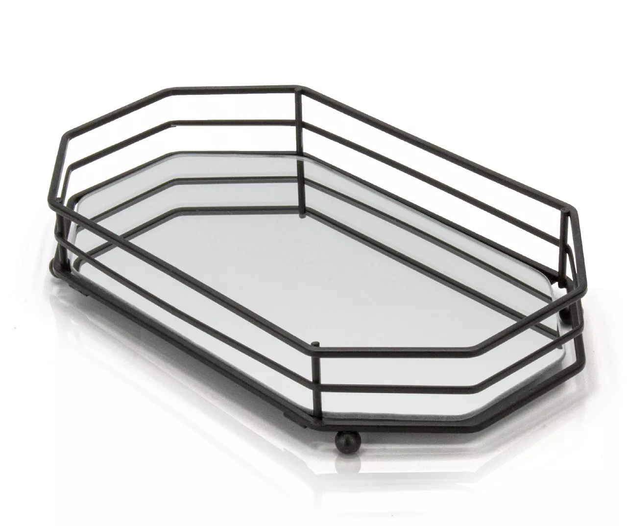 Matte Black 2-Bar Geometric Mirrored Vanity Tray 1 Matte Black 2-Bar Geometric Mirrored Vanity Tray