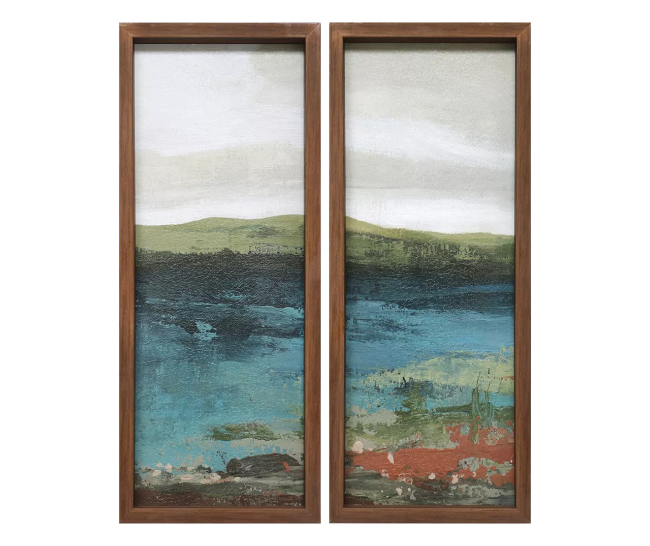 Mountain & River Landscape 2-Piece Framed Art Set, (8" X 20") 1 Mountain & River Landscape 2-Piece Framed Art Set, (8" X 20")