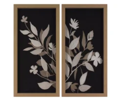 Midnight Flower Silhouette 2-Piece Framed Canvas Art Set
