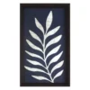 Dark Blue & White Leaf Curving Left Framed Art, (9" X 16")