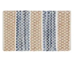 Dakota Tan Diamond & Denim Zigzag Accent Rug, (24" X 36")