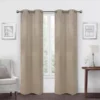 Taupe Velvet Abstract Blackout Grommet Curtain Panel Pair, (84")