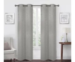 Silver Velvet Abstract Blackout Grommet Curtain Panel Pair, (84")