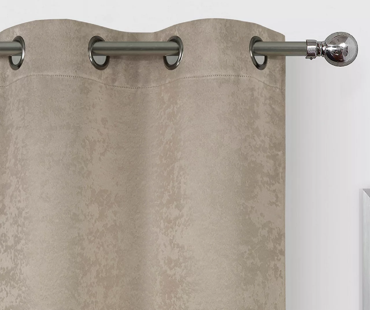 Taupe Velvet Abstract Blackout Grommet Curtain Panel Pair, (84") 2 Taupe Velvet Abstract Blackout Grommet Curtain Panel Pair, (84") - Image 2