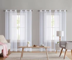 Brooke White Sheer Stripe 4-Piece Curtain Panel Set, (84")