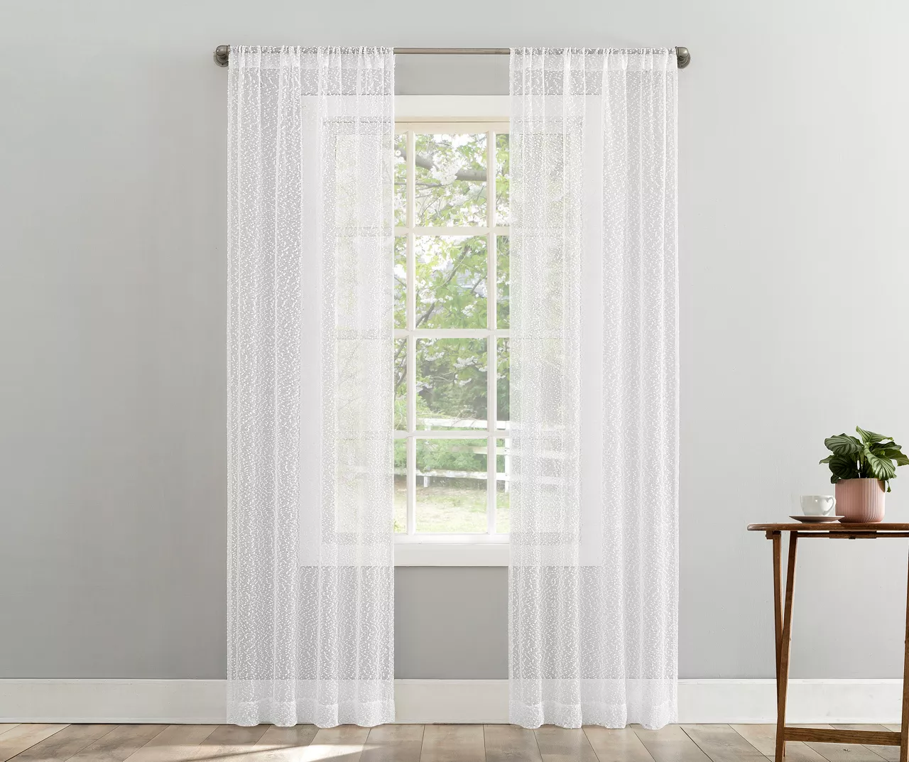 Tinsley White Boucle Light-Filtering Rod Pocket Curtain Panel, (84") 1 Tinsley White Boucle Light-Filtering Rod Pocket Curtain Panel, (84")