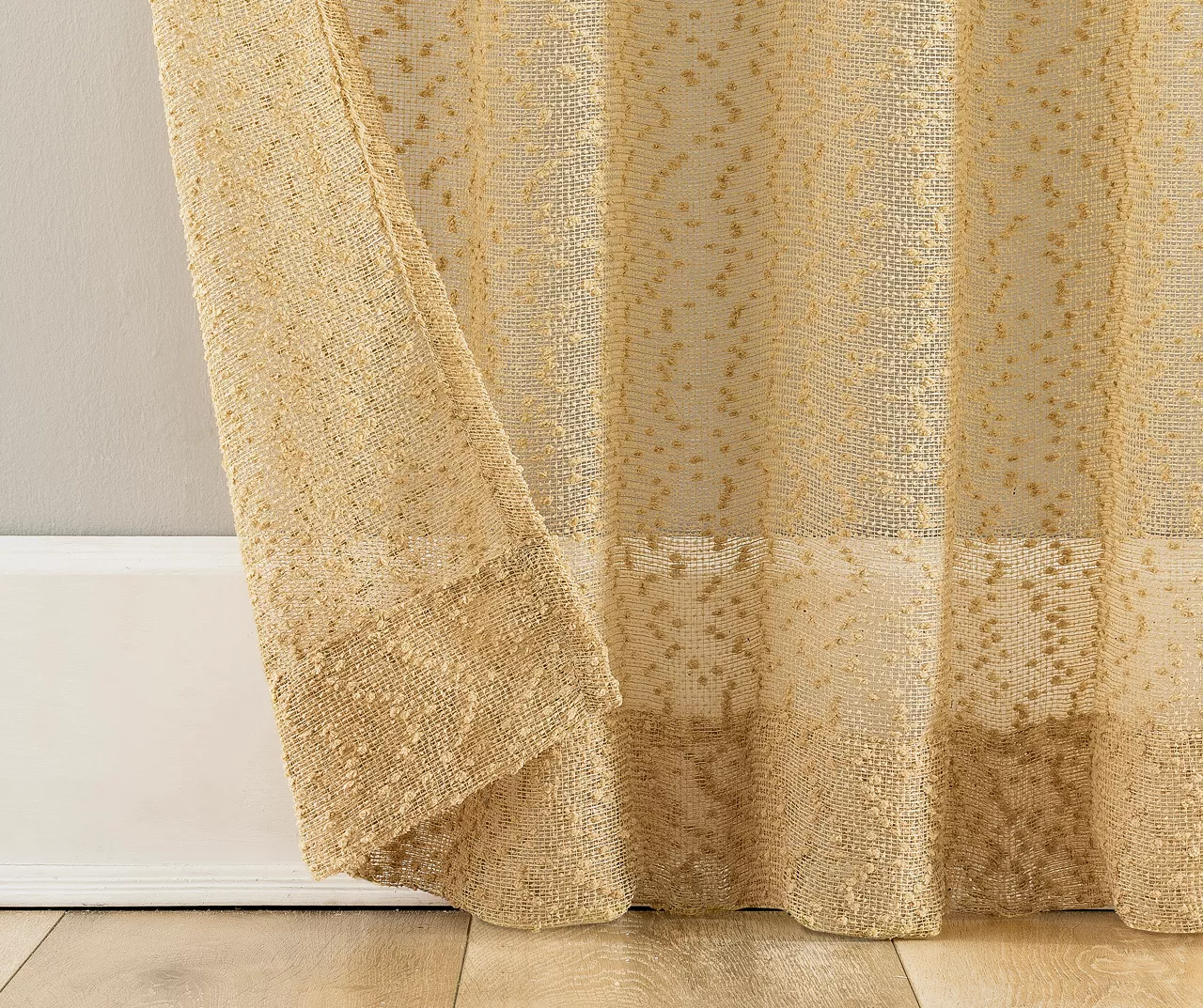 Tinsley Gold Boucle Light-Filtering Rod Pocket Curtain Panel, (84") 4 Tinsley Gold Boucle Light-Filtering Rod Pocket Curtain Panel, (84") - Image 4