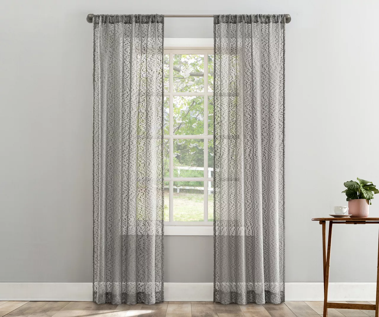 Tinsley Gray Boucle Light-Filtering Rod Pocket Curtain Panel, (84") 1 Tinsley Gray Boucle Light-Filtering Rod Pocket Curtain Panel, (84")