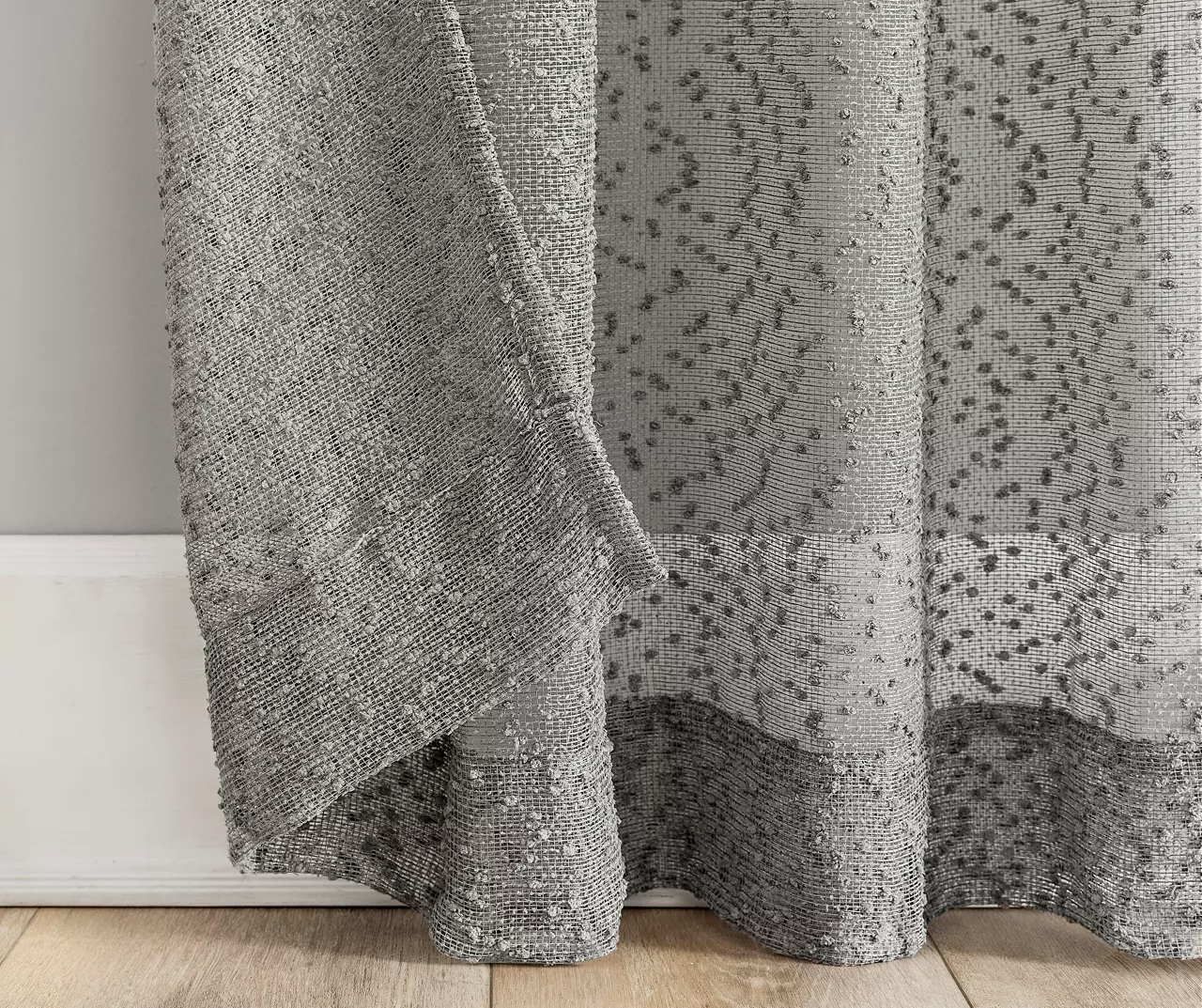 Tinsley Gray Boucle Light-Filtering Rod Pocket Curtain Panel, (84") 4 Tinsley Gray Boucle Light-Filtering Rod Pocket Curtain Panel, (84") - Image 4