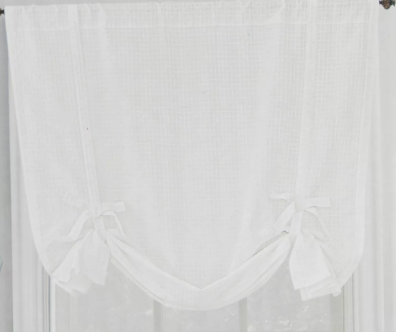 Sanders White Tie-Up Rod Pocket Curtain Panel, (63") 1 Sanders White Tie-Up Rod Pocket Curtain Panel, (63")