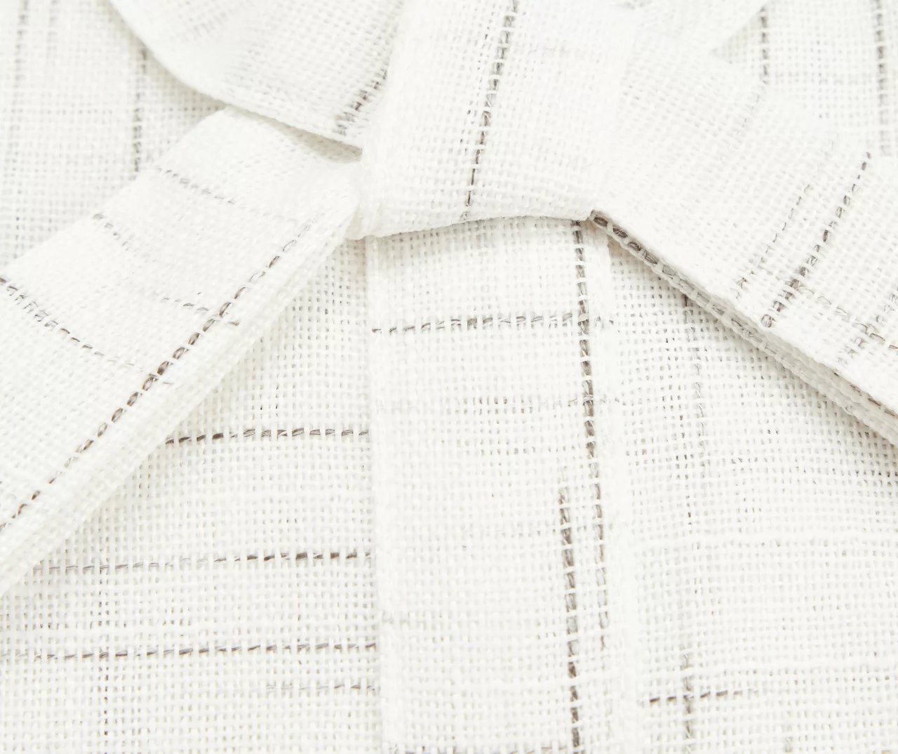 Kyler White & Gray Crosshatch Tie-Up Light-Filtering Rod Pocket Curtain Panel, (63") 2 Kyler White & Gray Crosshatch Tie-Up Light-Filtering Rod Pocket Curtain Panel, (63") - Image 2