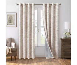 Maroon Chenille Grommet Curtain Panel Pair With Blackout Lining, (84")