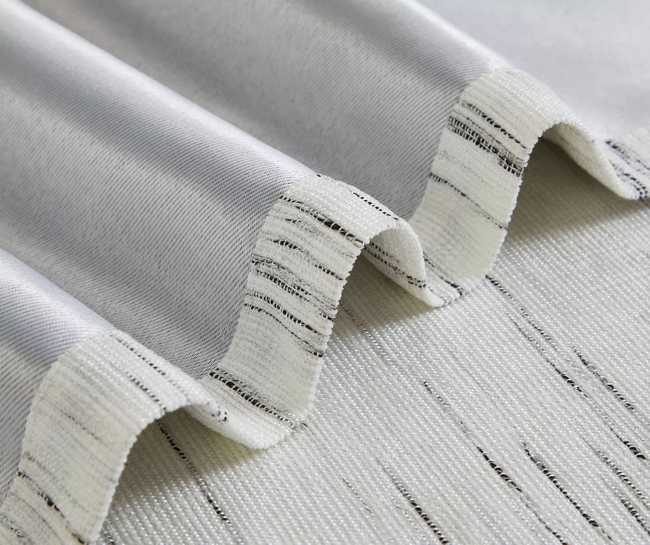 Black Stripe Chenille Grommet Curtain Panel Pair With Blackout Lining, (84") 3 Black Stripe Chenille Grommet Curtain Panel Pair With Blackout Lining, (84") - Image 3