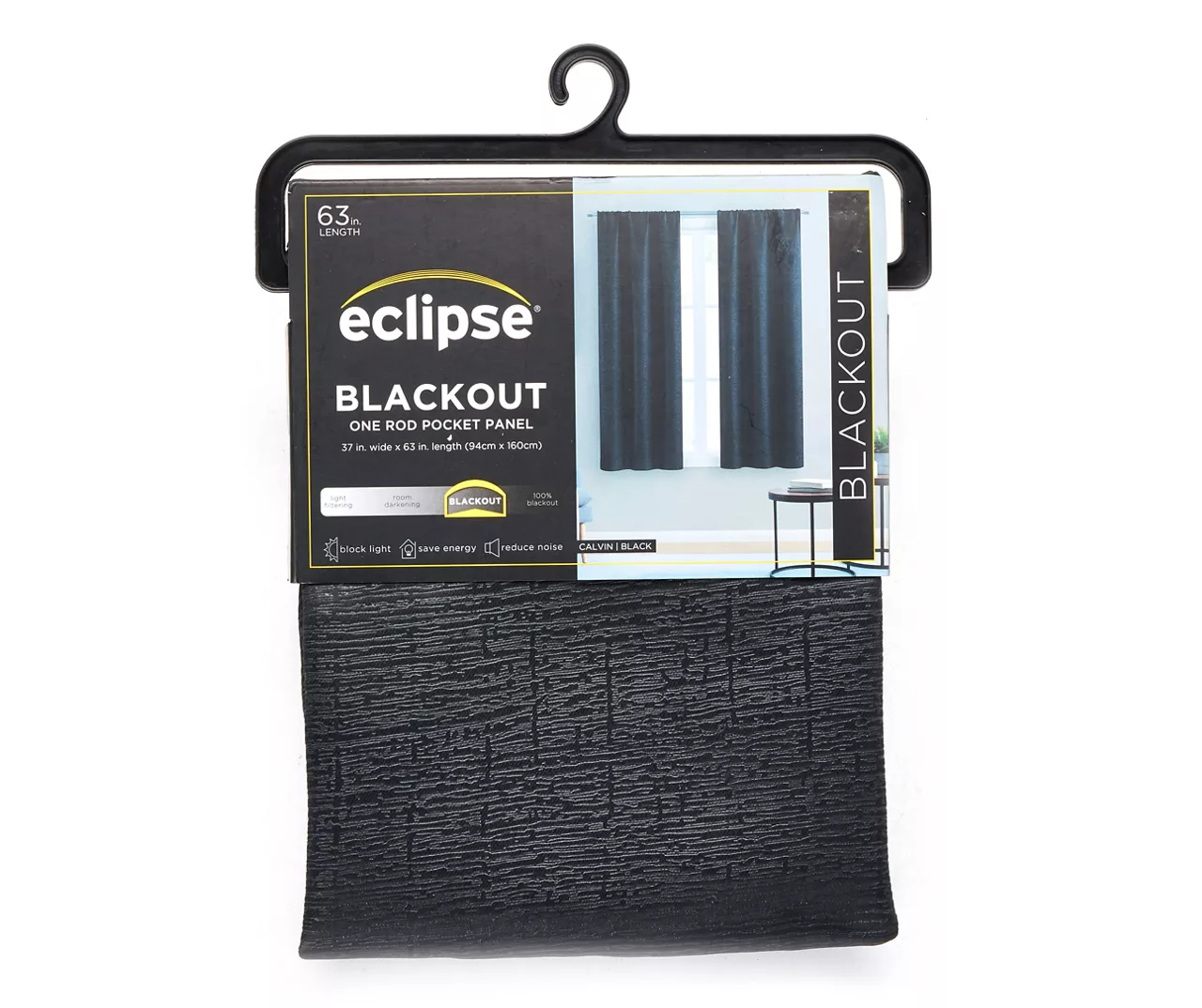 Black Blackout Rod Pocket Curtain Panel, (63") 1 Black Blackout Rod Pocket Curtain Panel, (63")