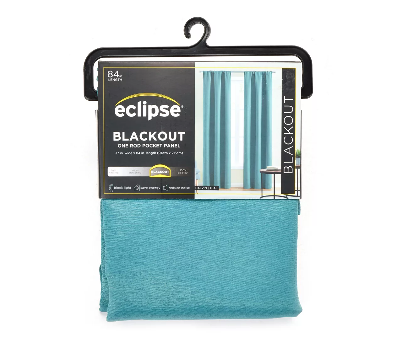 Teal Blackout Rod Pocket Curtain Panel, (84") 1 Teal Blackout Rod Pocket Curtain Panel, (84")