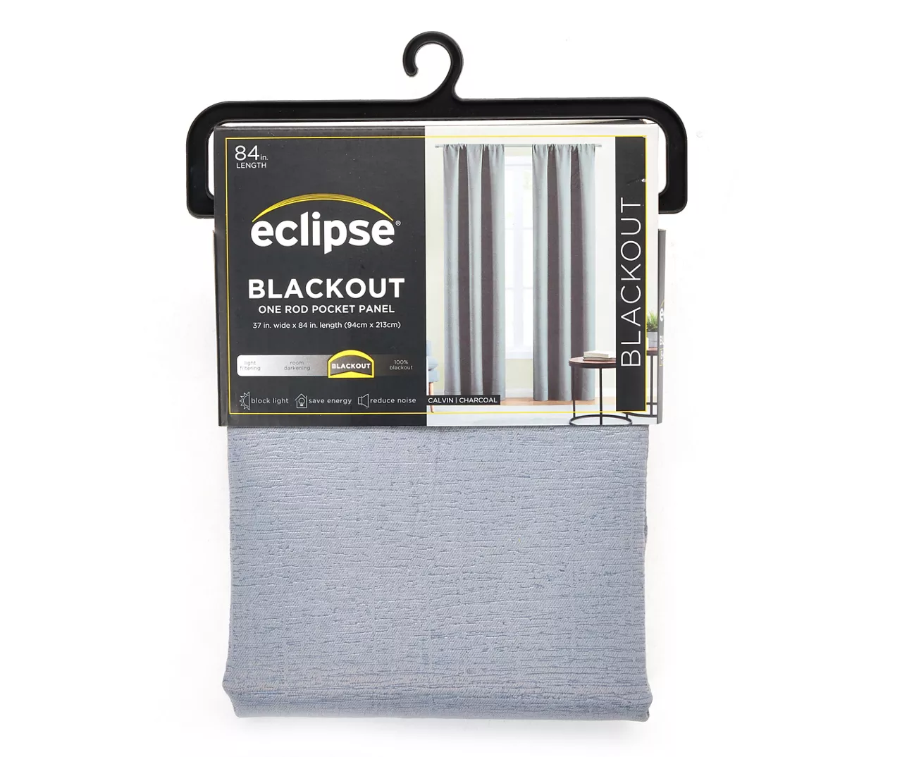 Charcoal Blackout Rod Pocket Curtain Panel, (84") 1 Charcoal Blackout Rod Pocket Curtain Panel, (84")