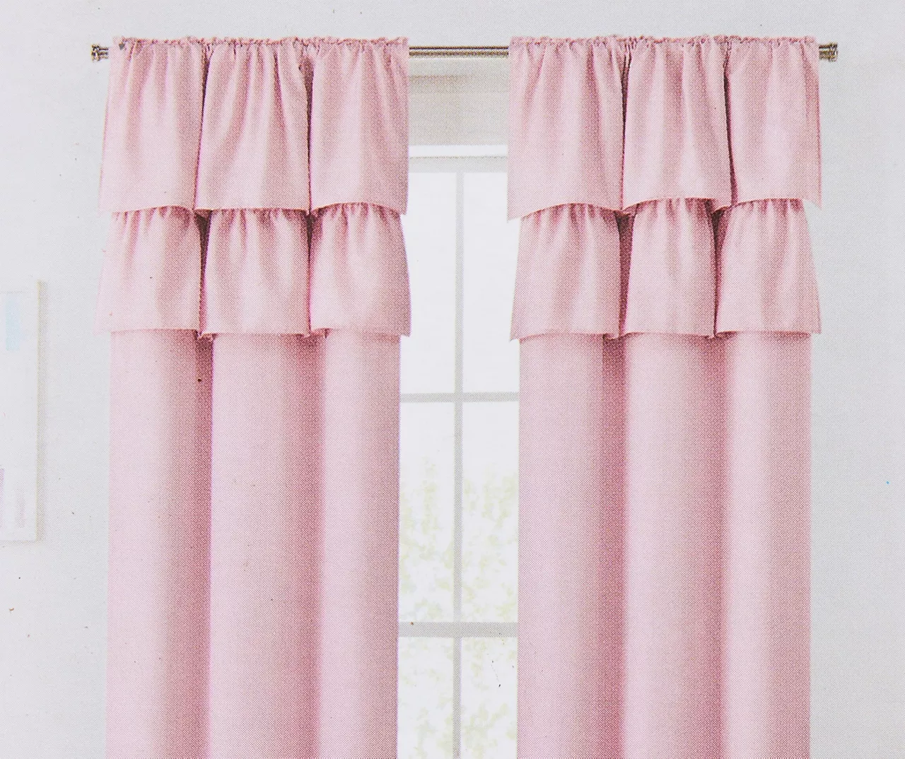 Naptime Pink Ruffle Blackout Rod Pocket Curtain Panel Pair, (84") 2 Naptime Pink Ruffle Blackout Rod Pocket Curtain Panel Pair, (84") - Image 2
