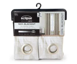 Esha Beige Botanical Blackout Grommet Curtain Panel Pair, (84")