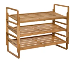 Natural Bamboo 3-Tier Nesting Shoe Rack