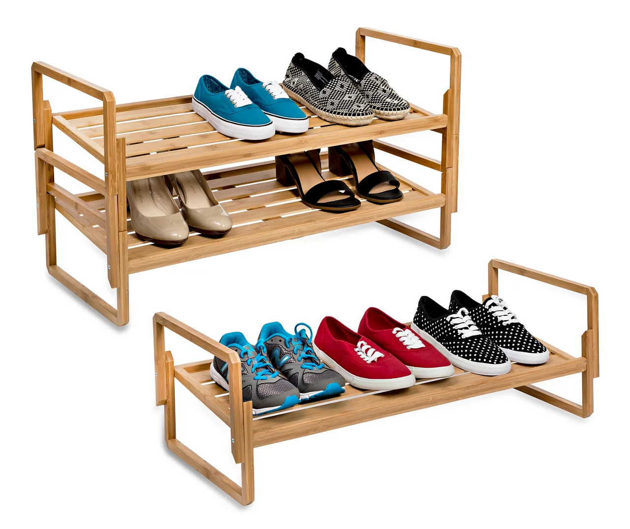 Natural Bamboo 3-Tier Nesting Shoe Rack 2 Natural Bamboo 3-Tier Nesting Shoe Rack - Image 2
