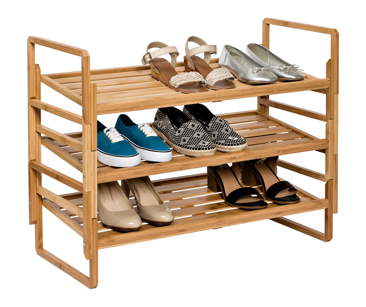 Natural Bamboo 3-Tier Nesting Shoe Rack 5 Natural Bamboo 3-Tier Nesting Shoe Rack - Image 5