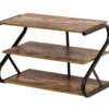 Black & Brown Z-Frame 3-Tier Wood Shoe Rack