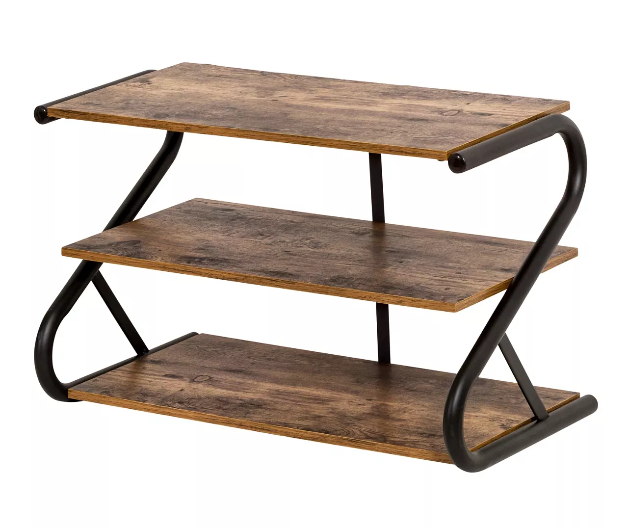 Black & Brown Z-Frame 3-Tier Wood Shoe Rack 1 Black & Brown Z-Frame 3-Tier Wood Shoe Rack