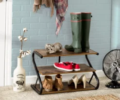 Black & Brown Z-Frame 3-Tier Wood Shoe Rack 7 Black & Brown Z-Frame 3-Tier Wood Shoe Rack -Cuisinart Store 810669671 A0 3