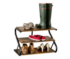 Black & Brown Z-Frame 3-Tier Wood Shoe Rack 8 Black & Brown Z-Frame 3-Tier Wood Shoe Rack -Cuisinart Store 810669671 A0 4