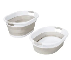 Warm Gray & White Collapsible Laundry Baskets, 2-Pack -Cuisinart Store 810669673 A0 6