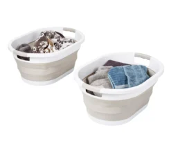 Warm Gray & White Collapsible Laundry Baskets, 2-Pack -Cuisinart Store 810669673 A0 9