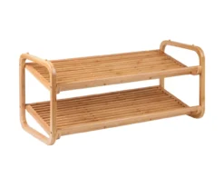 Natural Bamboo 2-Tier Shoe Rack