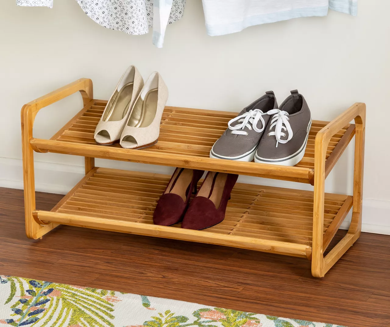Natural Bamboo 2-Tier Shoe Rack 3 Natural Bamboo 2-Tier Shoe Rack - Image 3