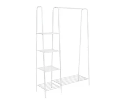 White A-Frame Freestanding Closet With Rack & Shelves