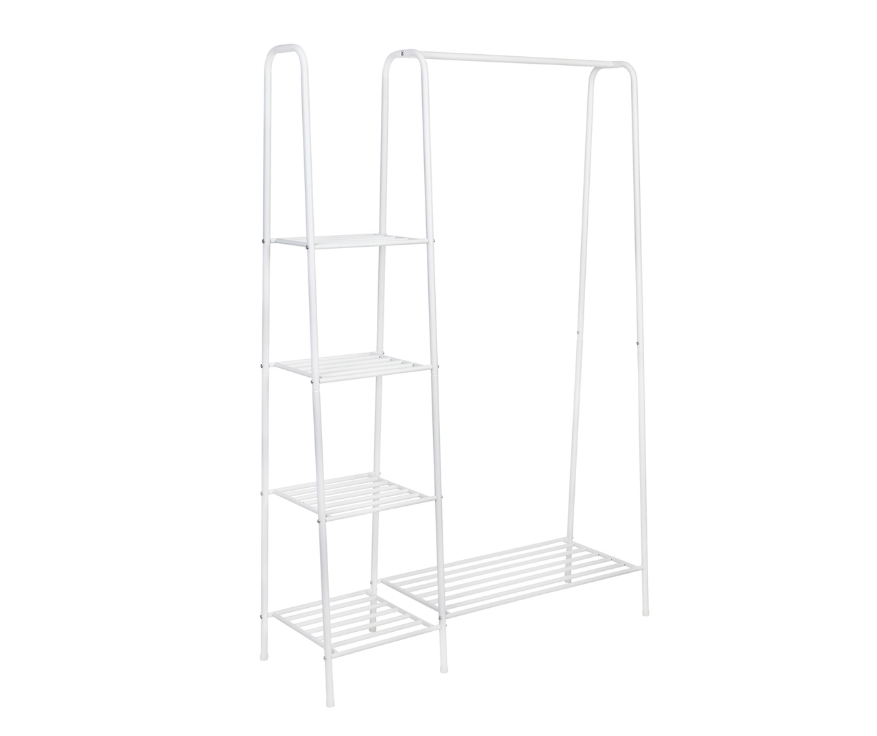 White A-Frame Freestanding Closet With Rack & Shelves 1 White A-Frame Freestanding Closet With Rack & Shelves