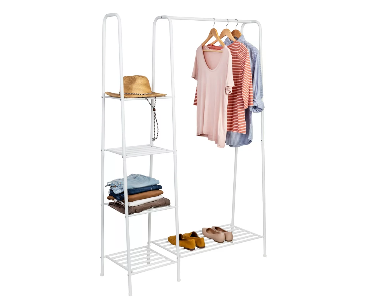 White A-Frame Freestanding Closet With Rack & Shelves 7 White A-Frame Freestanding Closet With Rack & Shelves - Image 7