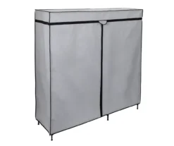 Gray 60" Double-Door Wide Portable Wardrobe With Cover