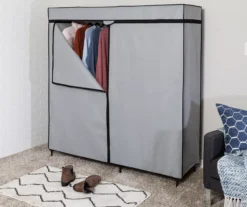 Gray 60" Double-Door Wide Portable Wardrobe With Cover -Cuisinart Store 810669690 A0 7