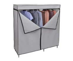 Gray 60" Double-Door Wide Portable Wardrobe With Cover -Cuisinart Store 810669690 A0 8