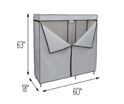 Gray 60" Double-Door Wide Portable Wardrobe With Cover -Cuisinart Store 810669690 A0 9