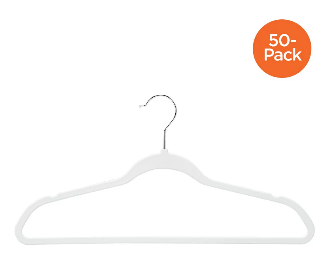 White Slim Rubber Hangers, 50-Pack 2 White Slim Rubber Hangers, 50-Pack - Image 2